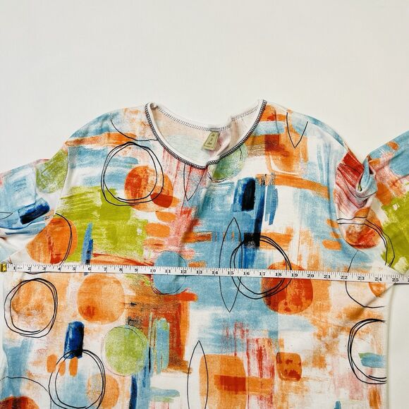 Jess Jane Shirt Women's XL Vienna Soft Knit 3/4 Sleeve Top Multicolor Art Wear - Picture 6 of 8